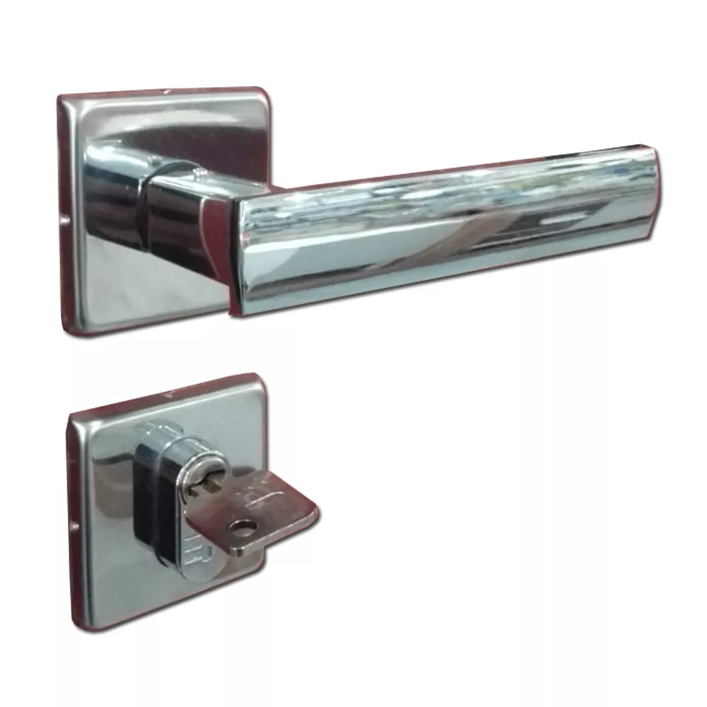 FECHADURA 3F - ROSETA QUADRADA 117 EXTERNA CROMADA | Casa Anzai