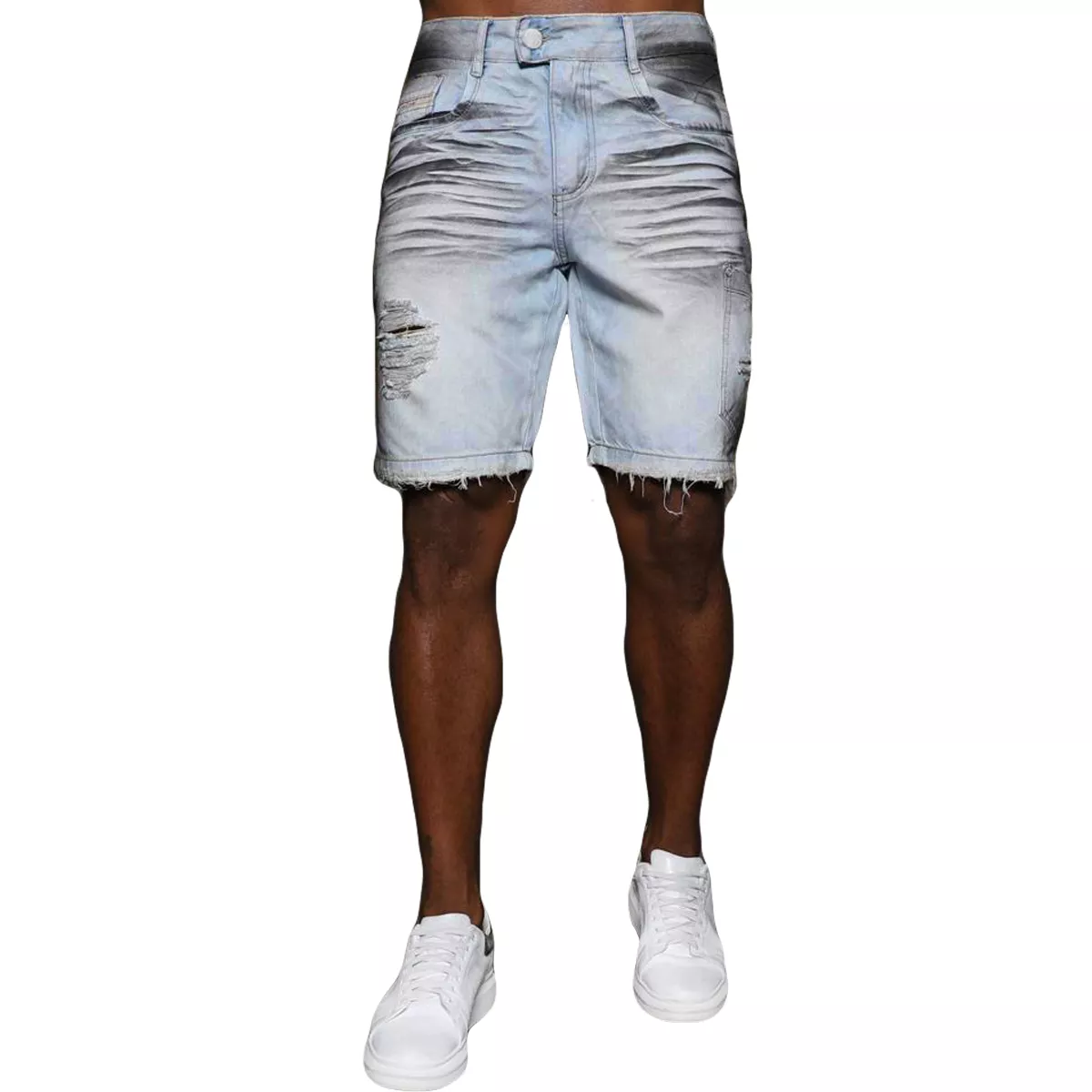 Bermuda Jeans Destroyed Manchada Skinny Bolso Exclusividade ...