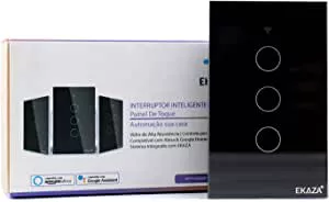 INTERRUPTOR VIDRO 3 BOTOES PT WIFI+BTE+ RF:INTERR. VIDRO 3 BT. EKAZA ...