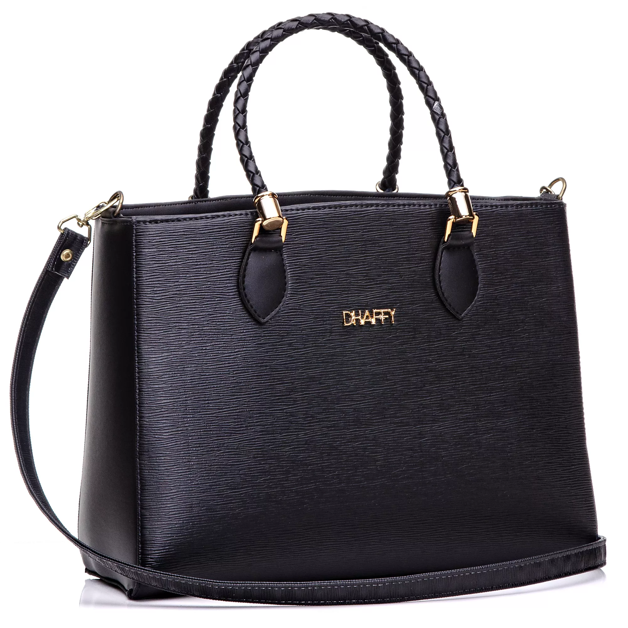 Bolsa Feminina Preta Grande, Alça de Mão e Transversal Dhaffy | DHAFFY