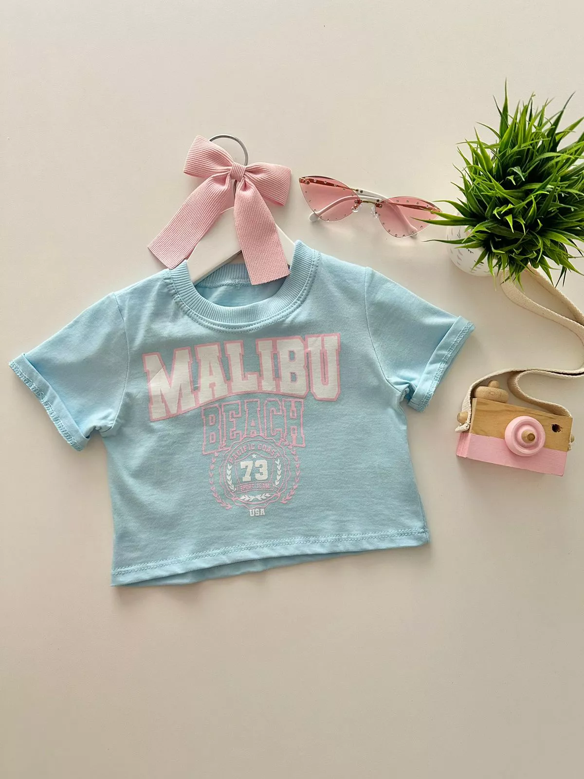 T-shirt Cropped Malibu Azul | Dondokinha Kids