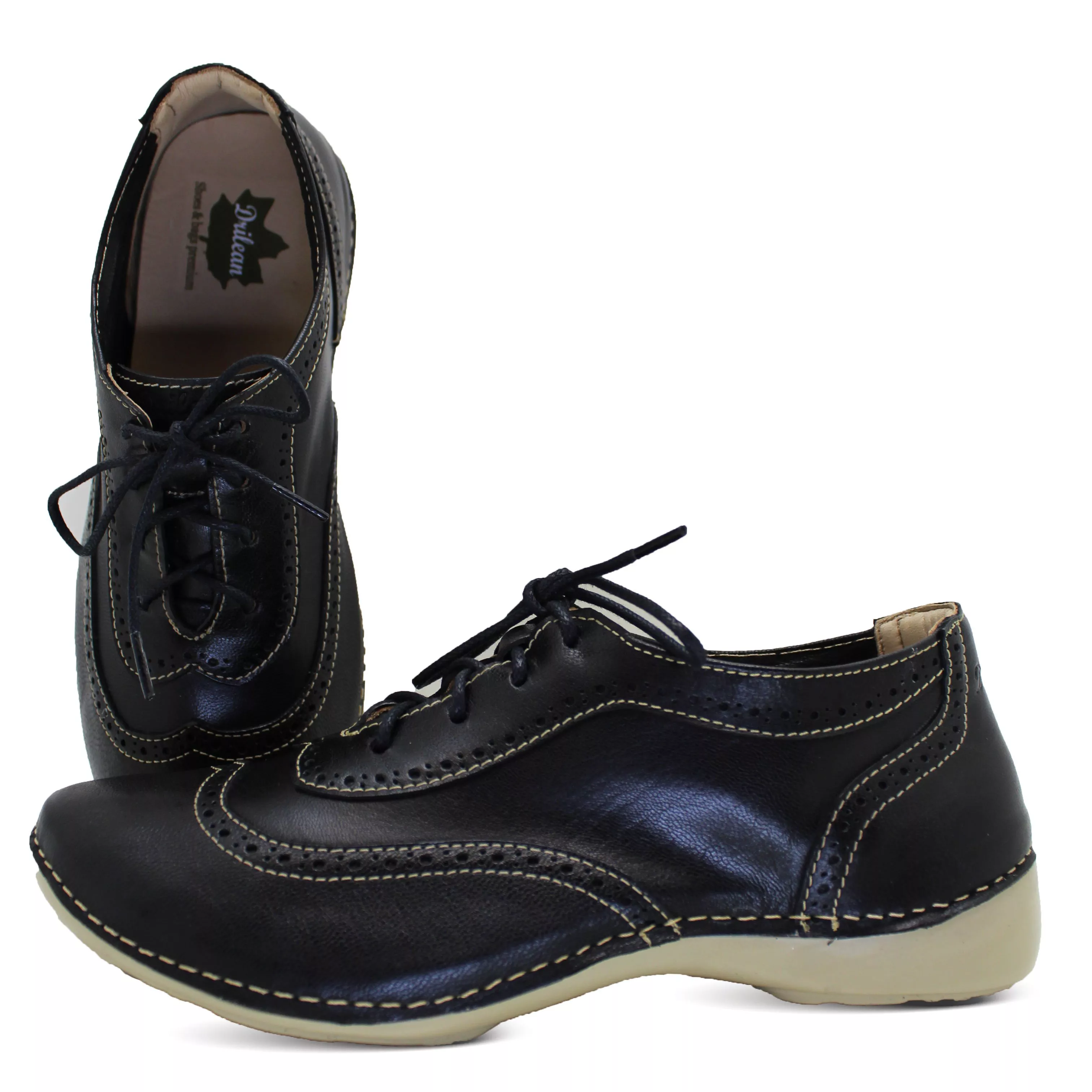ASTRIAAL blackl ブラックメタル Tênis feminino AL 033 preto em couro legítimo com palmilha em gel