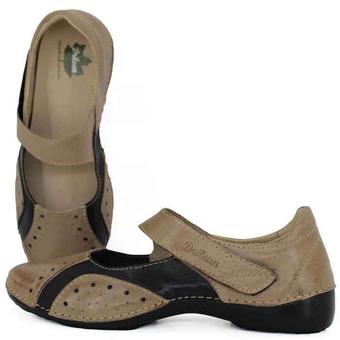 Sapatilha Alívio 056 Fendi/Preto 100% em couro palmilha GEL