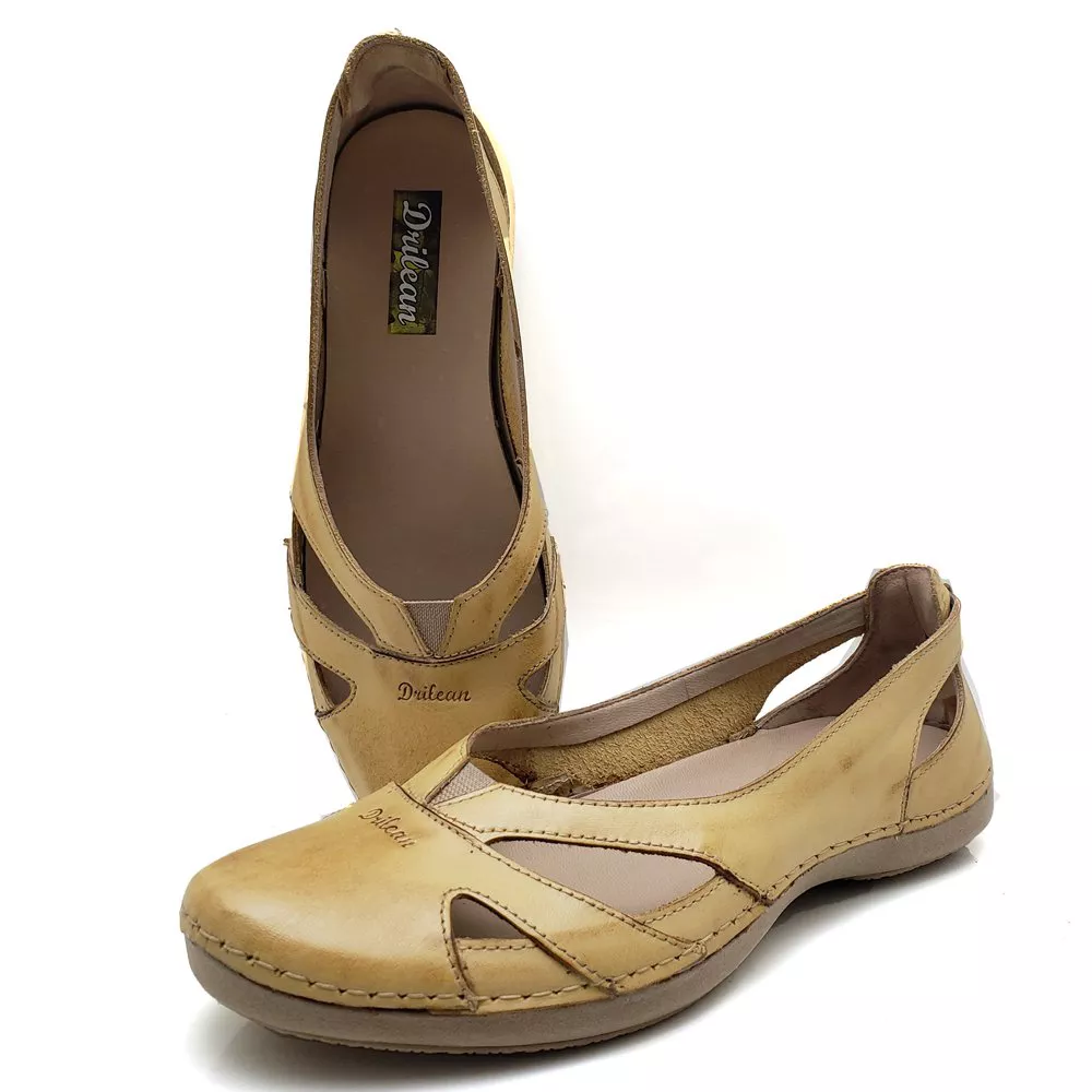 Sapatilha CR 006 AMARELO 100% couro com palmilha em GEL | Drilean