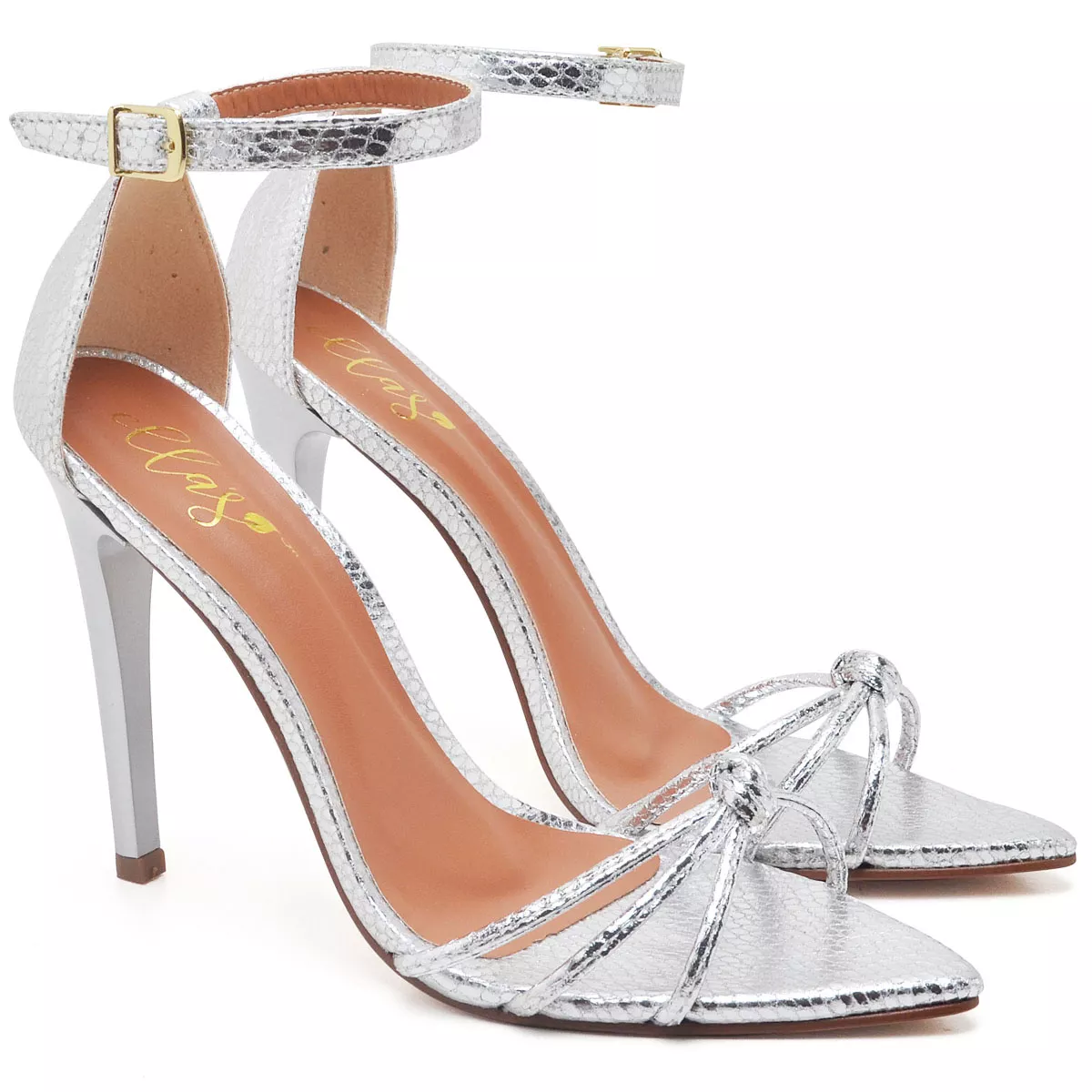 ひよこ 7912 Sandália Salto Alto Bico Folha Cristal | ELLA´S ONLINE