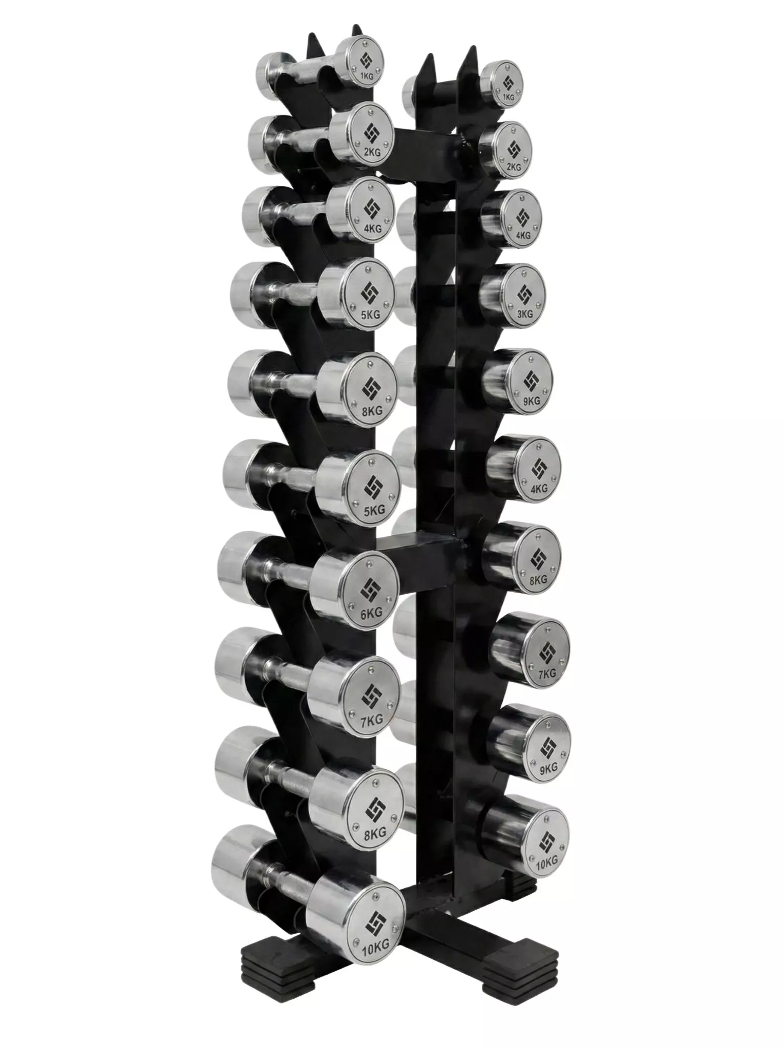 Kit Halteres Cromados de 1kg a 10kg + Suporte | Equipamentos Line Fitness