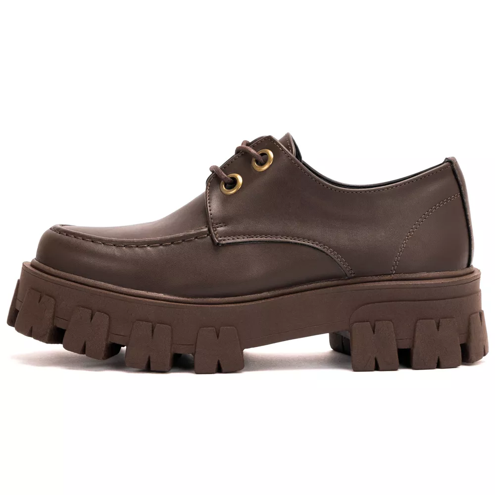 Sapato Oxford Tratorado Estilo Veggie Brenna Marrom | ESTILO