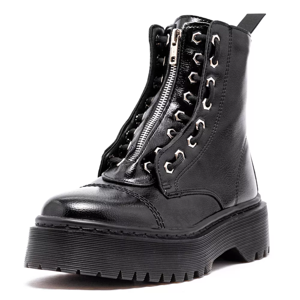 Coturno Tratorado Lizzy Estilo Veggie Croco Preto | ESTILO VEGGIE