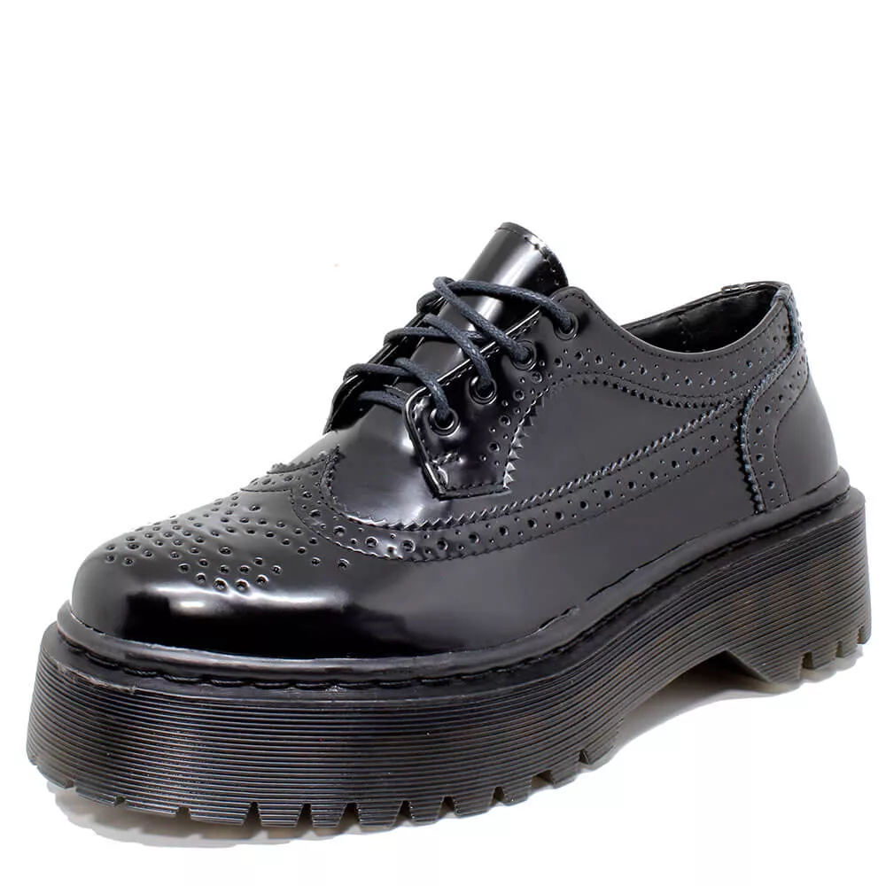 Sapato Oxford Estilo Veggie Greta Verniz Preto All Black | ESTILO