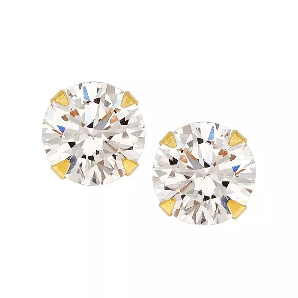 アクセサリー Par de brincos de ouro 18k Brinco de Ouro 18K com Pedra de Zircônia de 6mm | Fábrica do Ouro