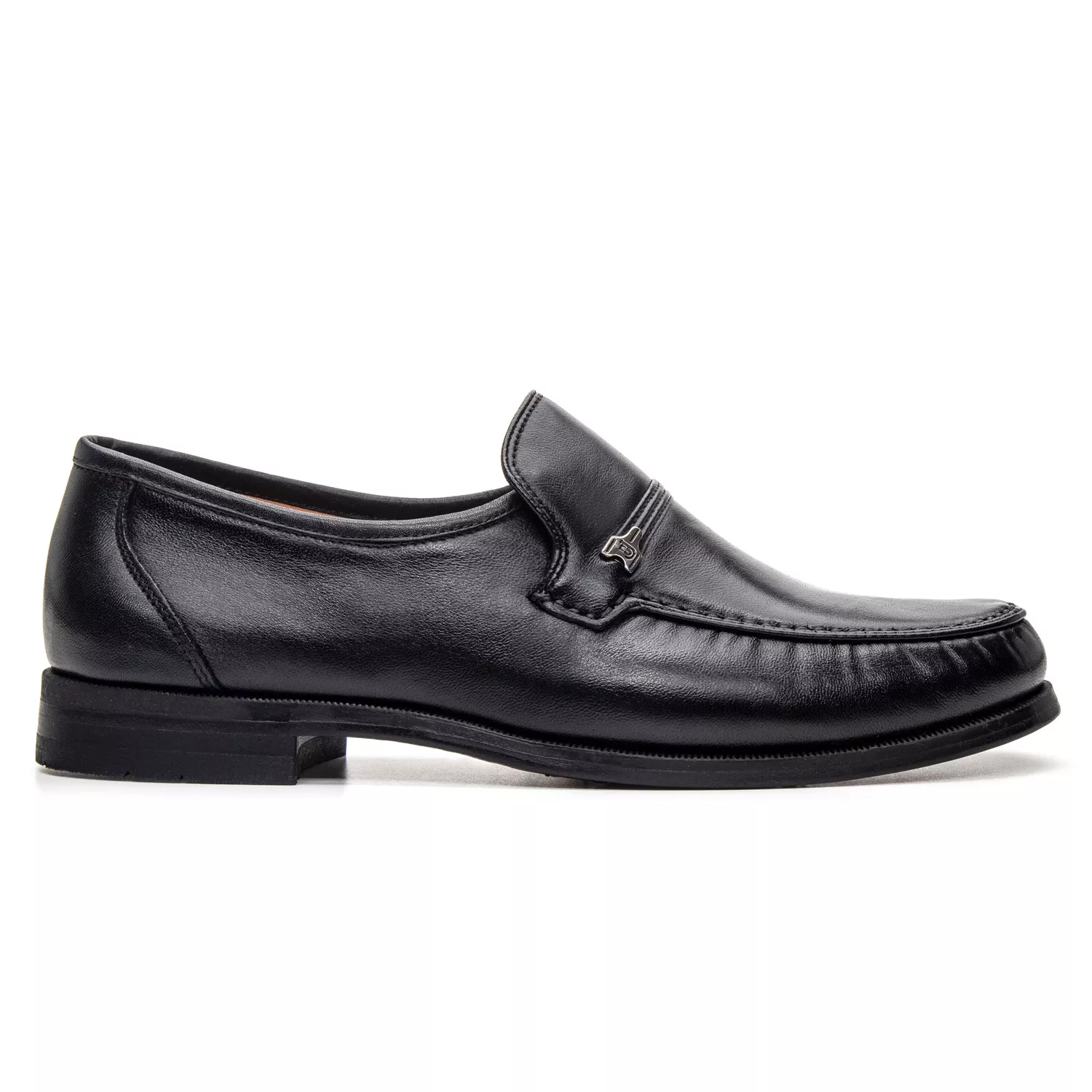 Clássico Mocassim Preto 001b Solado De Borracha