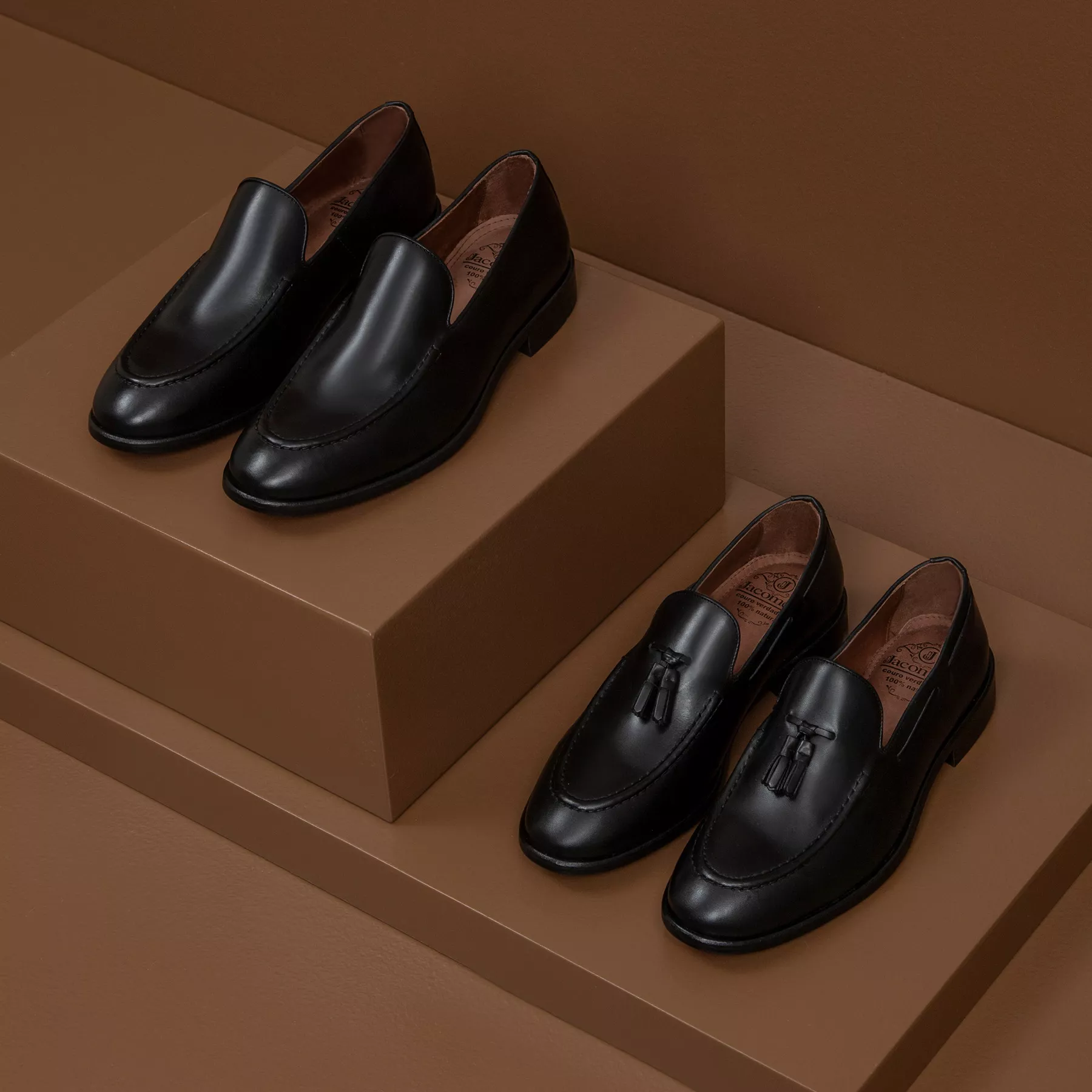 Mocassim Masculino Livorno Preto Solado de Couro