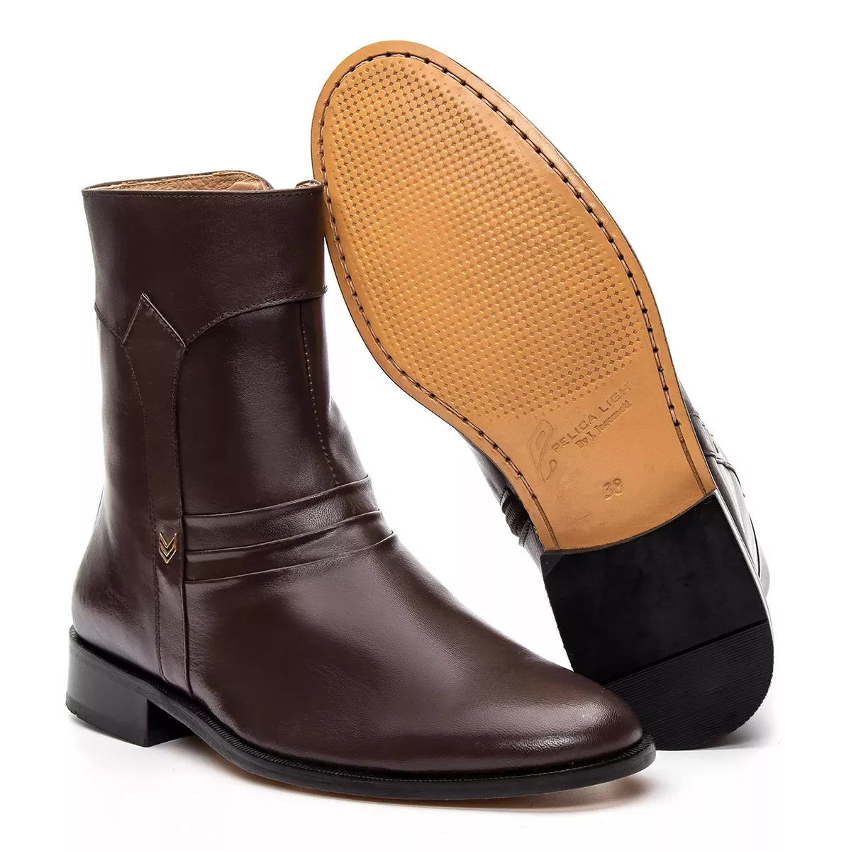 Tamanho Especial Bota Social Masculina Café 7024
