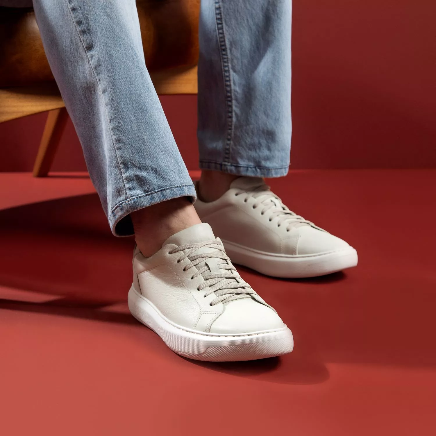 Tênis Casual Couro Off White