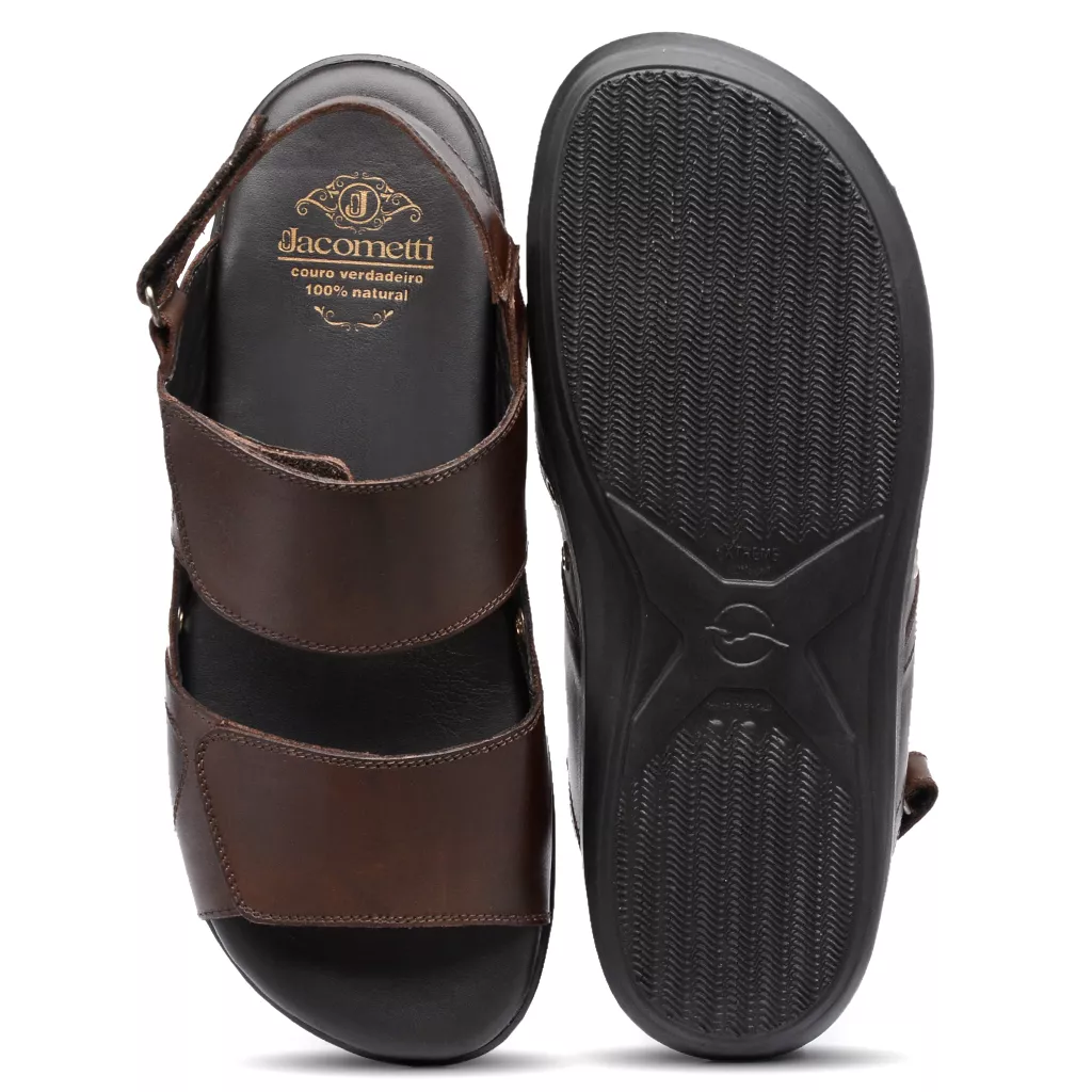 Sandália Masculina de Couro Café 3207