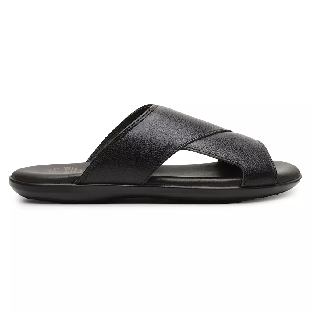 Sandália Masculina em Couro Preta 3247