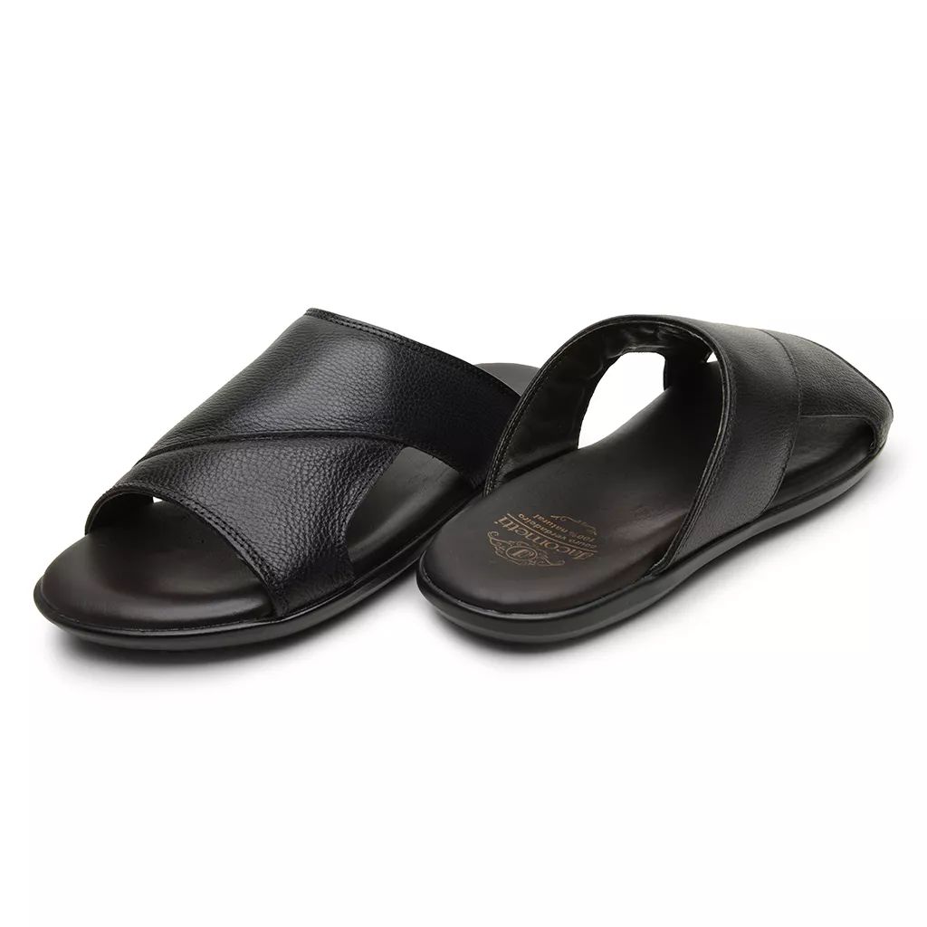 Sandália Masculina em Couro Preta 3247