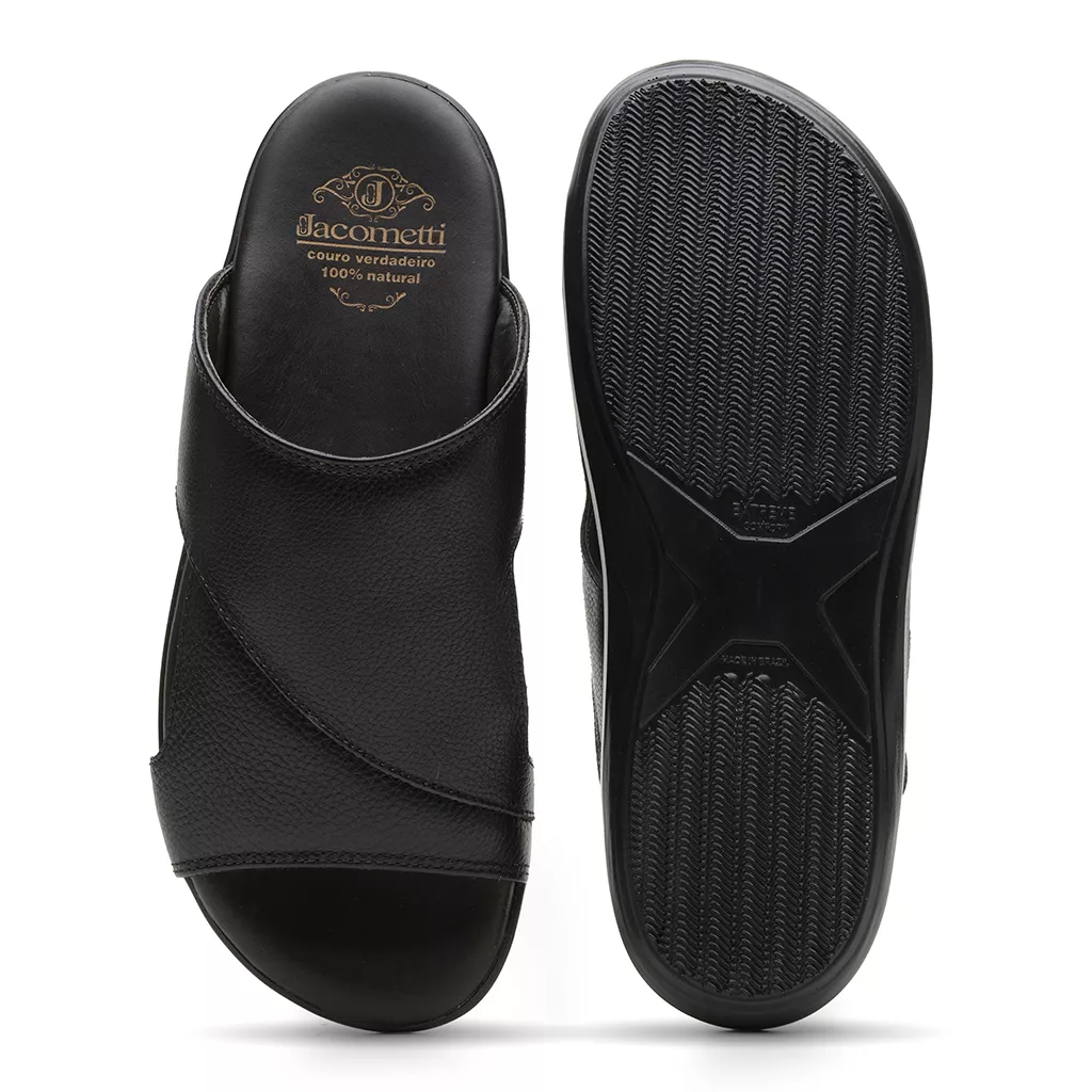 Sandália Masculina em Couro Preta 3247