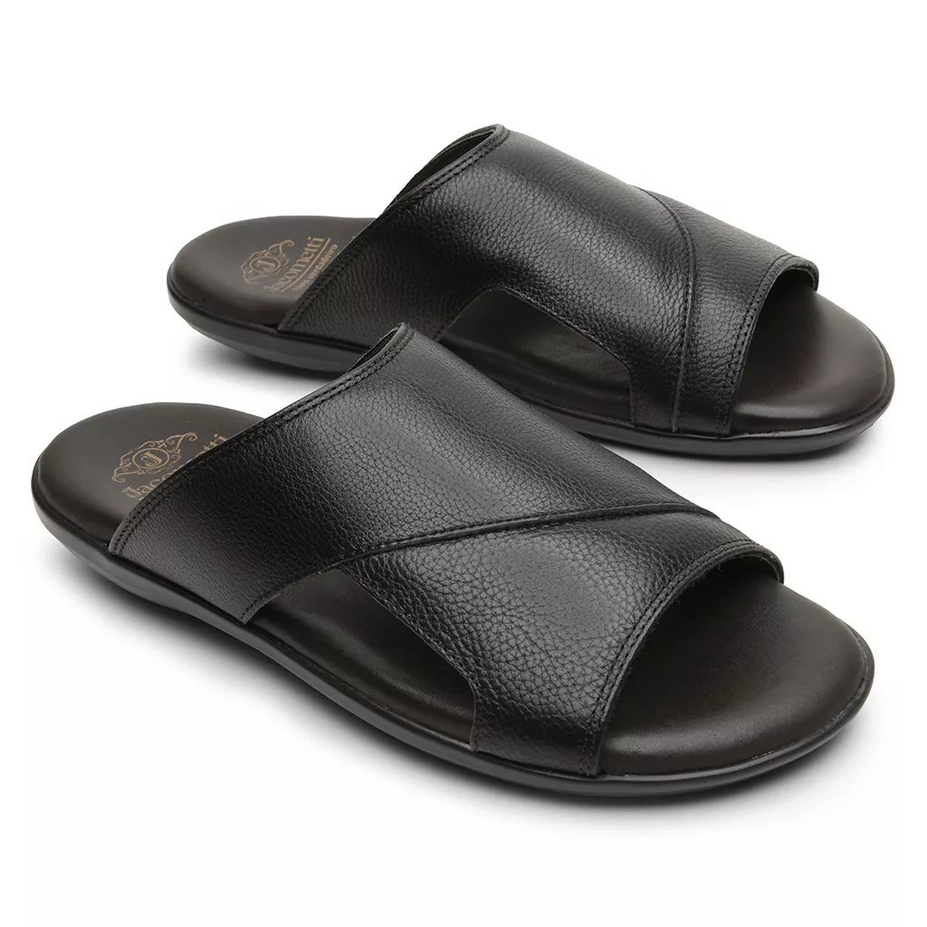 Sandália Masculina em Couro Preta 3247