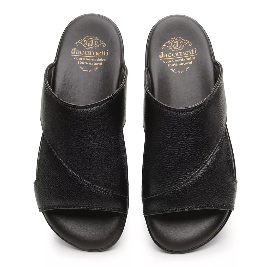 Sandália Masculina em Couro Preta 3247