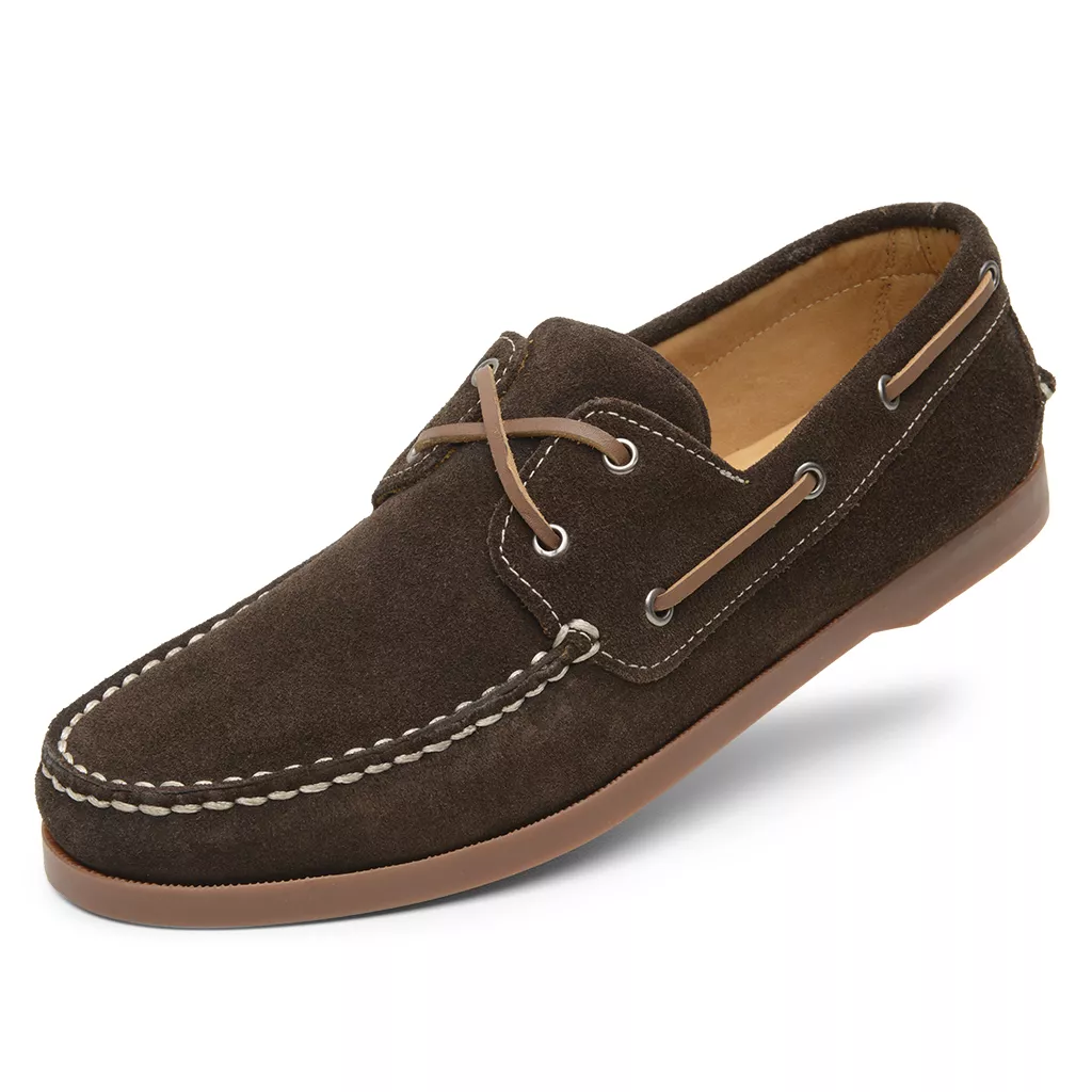 Mocassim Sider Casual Masculino de Couro Camurça Café 3587