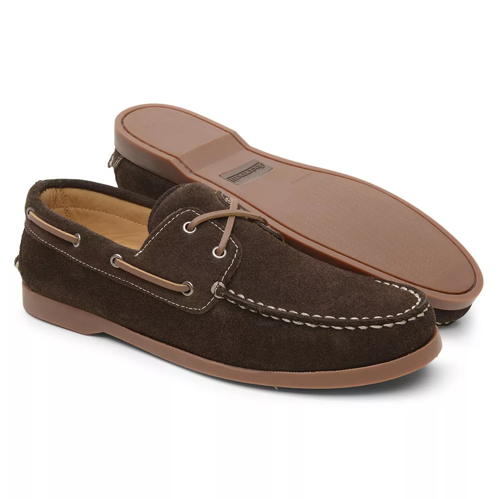 Mocassim Sider Casual Masculino de Couro Camurça Café 3587