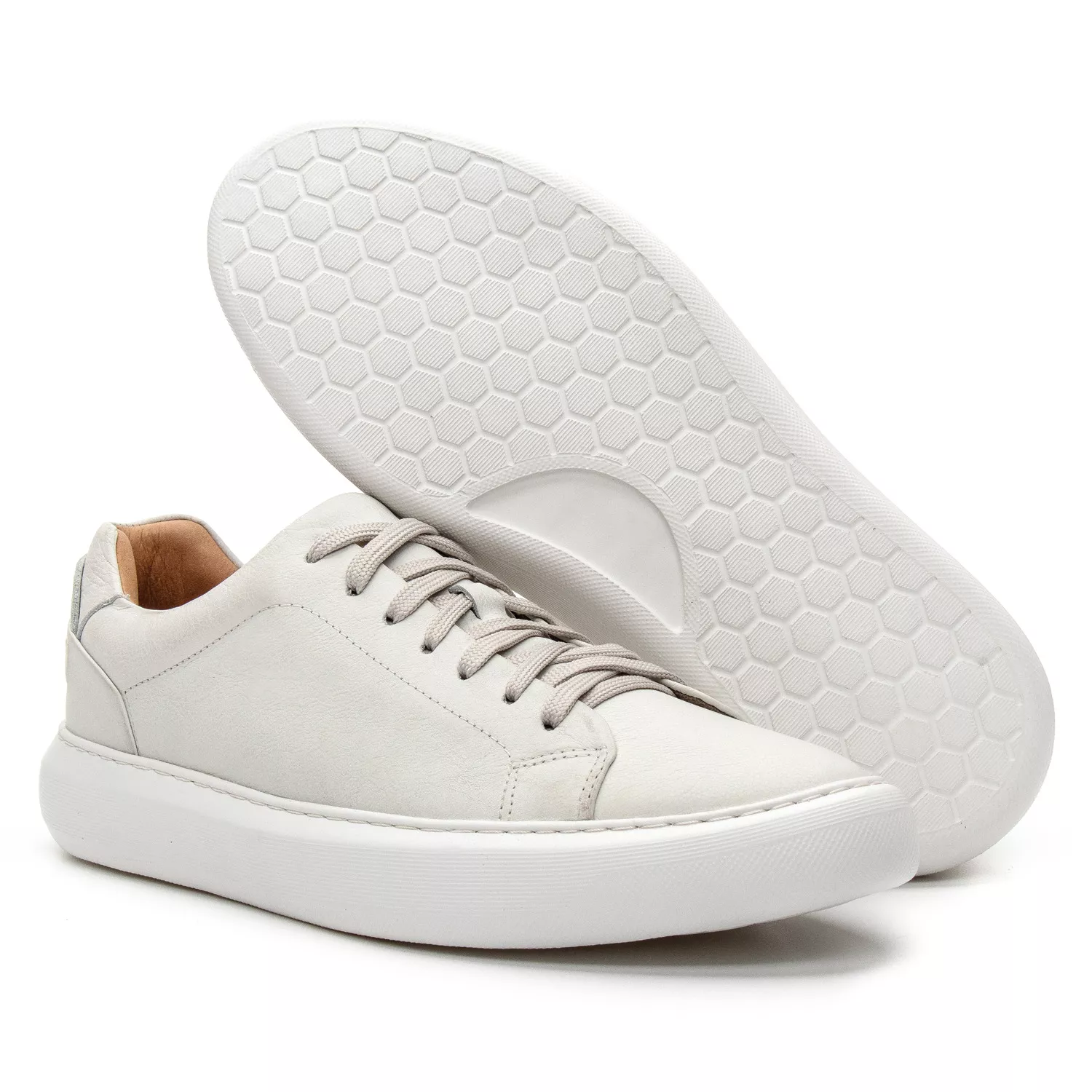 Tênis Casual Couro Off White