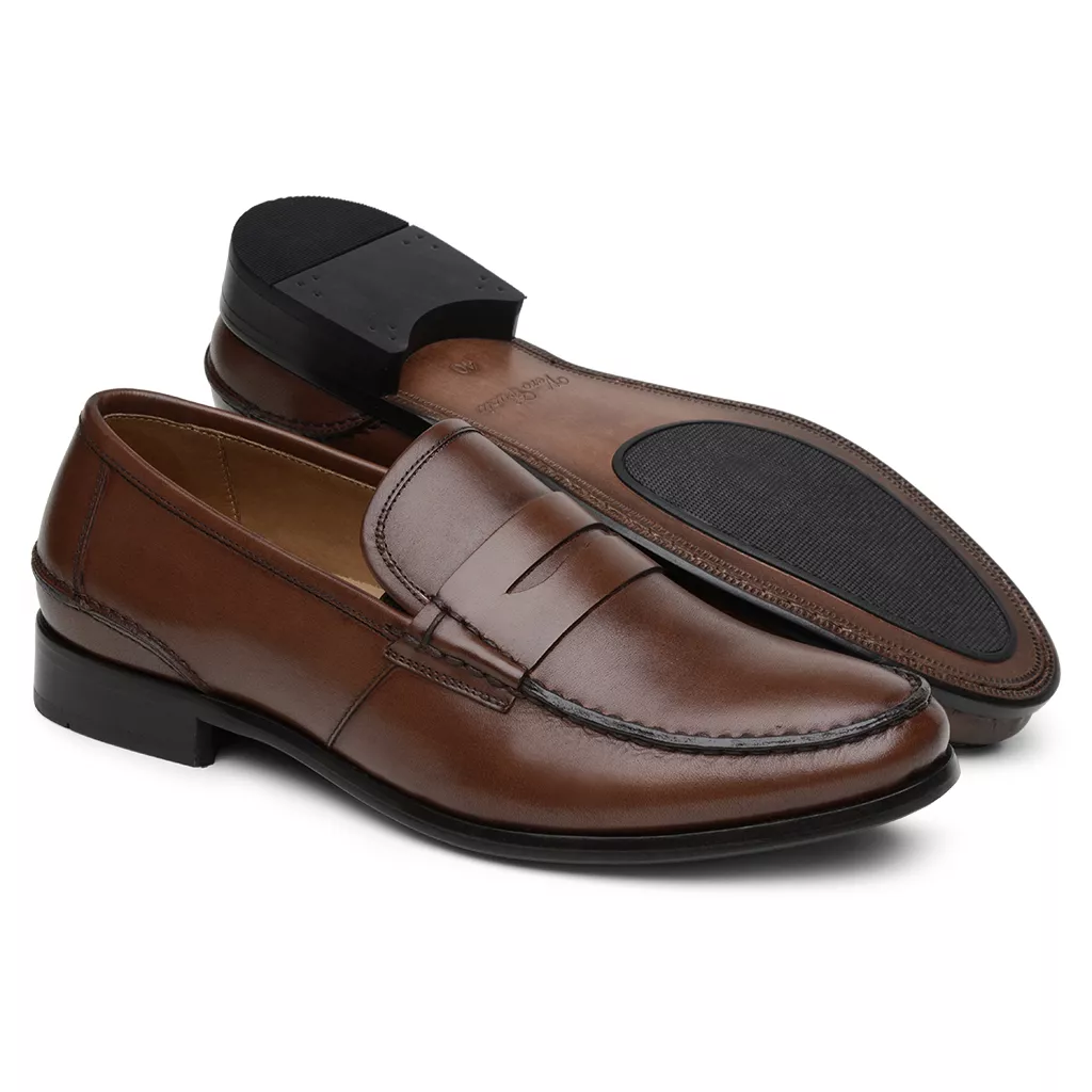 Mocassim Argentino Masculino de Couro Havana 4304