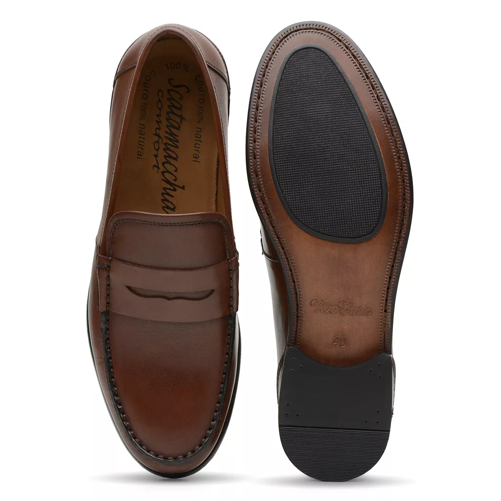 Mocassim Argentino Masculino de Couro Havana 4304