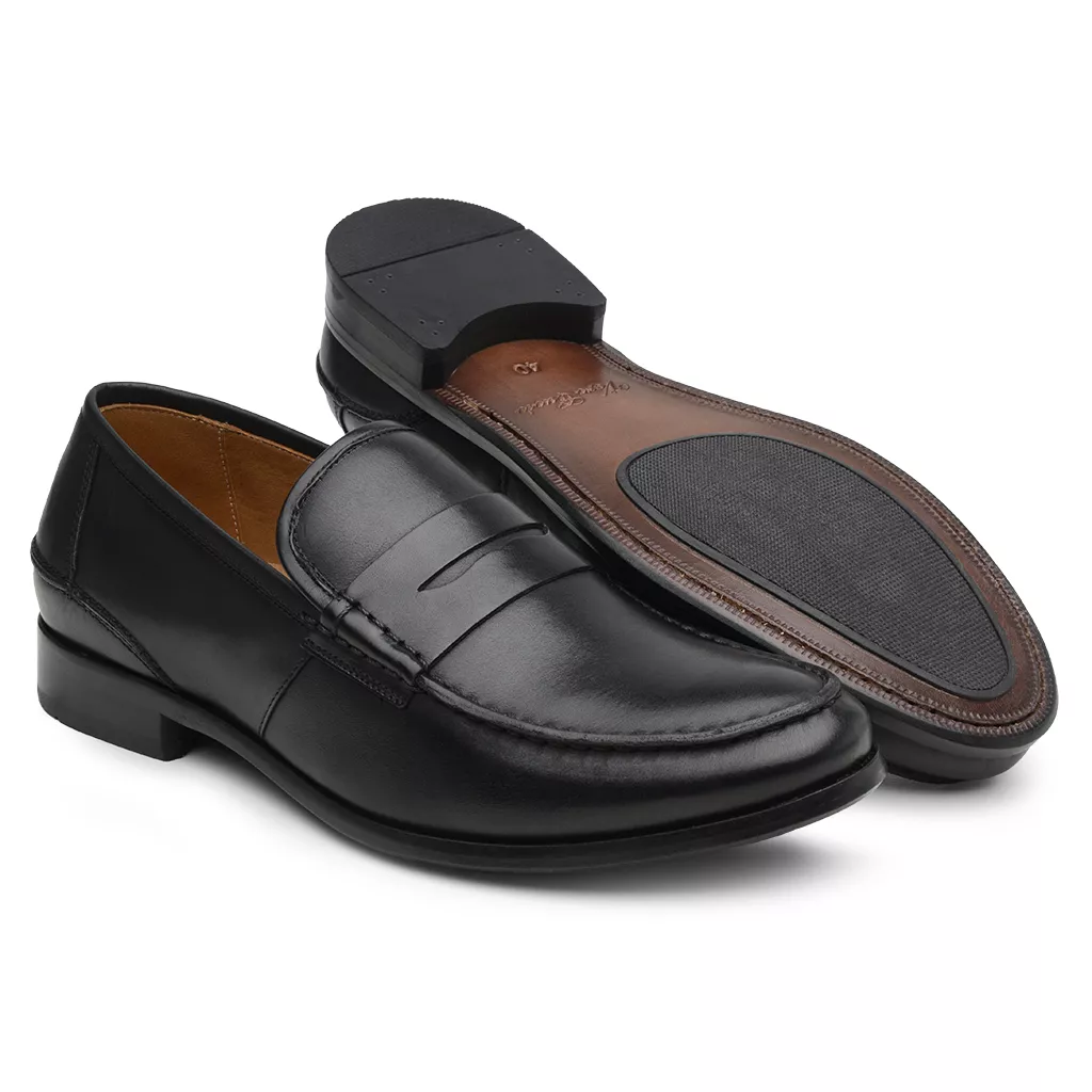 Mocassim Argentino Masculino de Couro Preto 4304