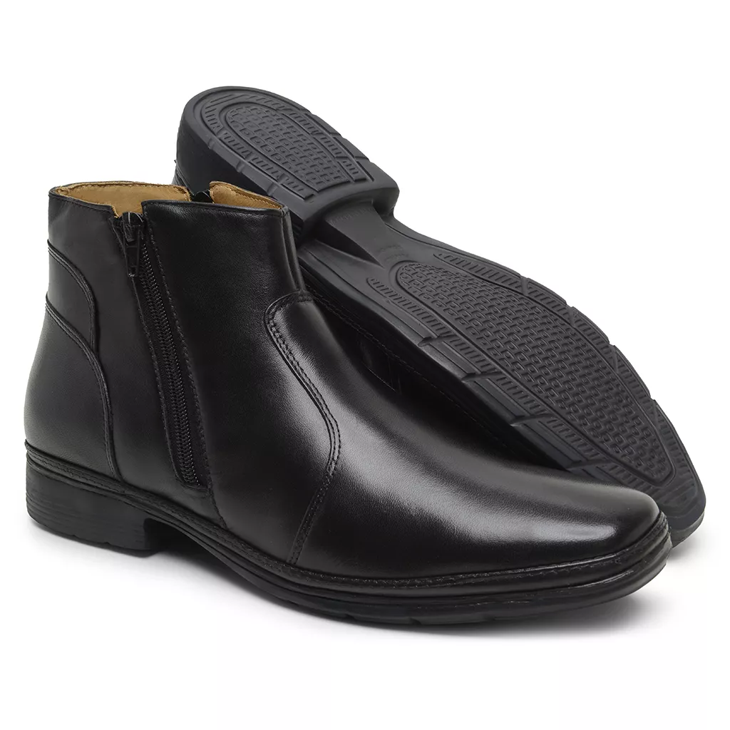 Bota Masculina Conforto com Zíper 4904 Preta