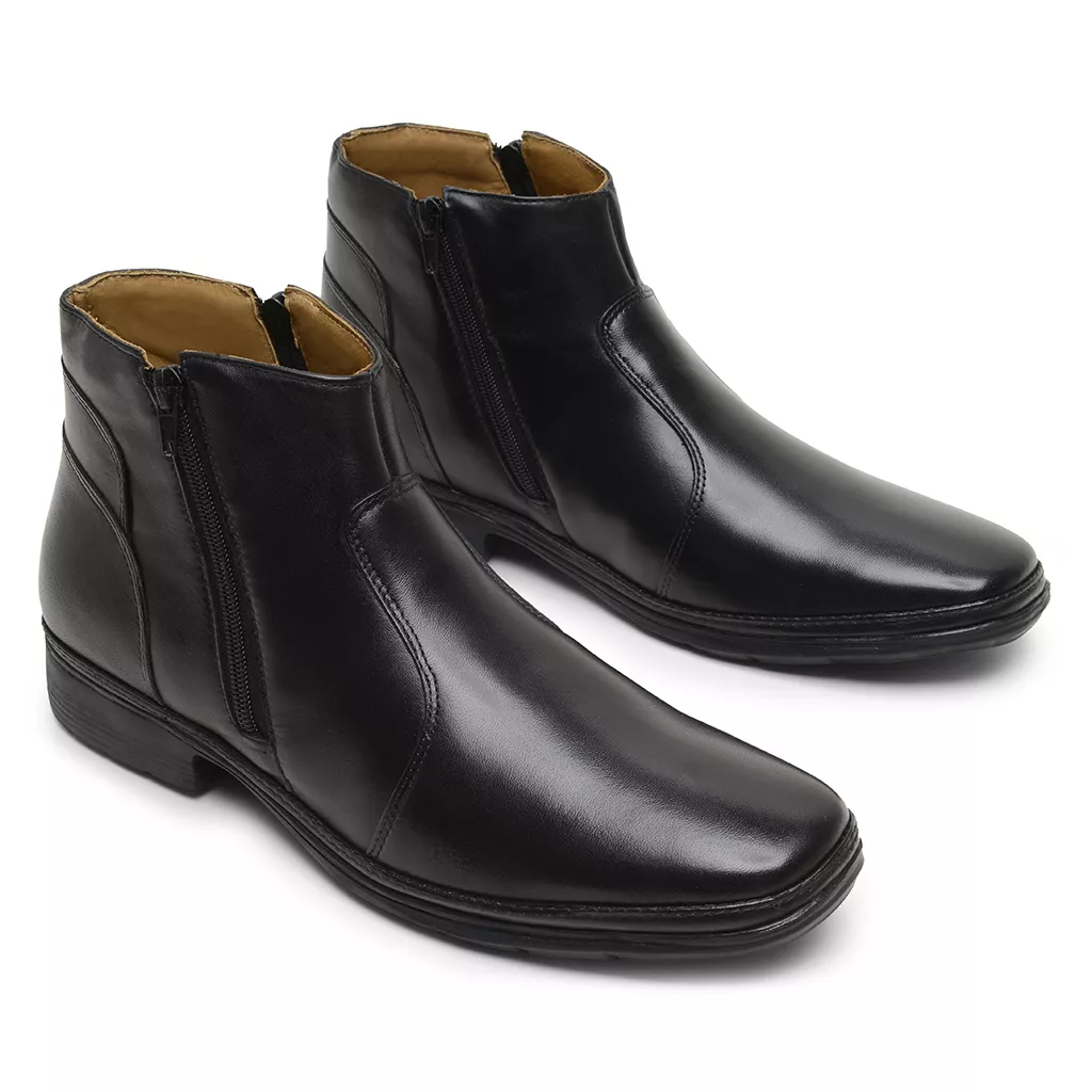 Bota Masculina Conforto com Zíper 4904 Preta