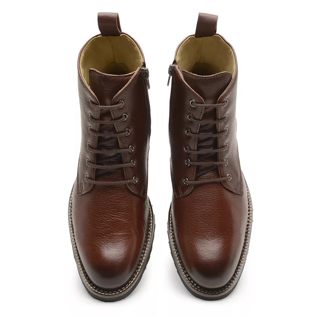 Bota Masculina de Couro com Cadarço 7151 Chocolate
