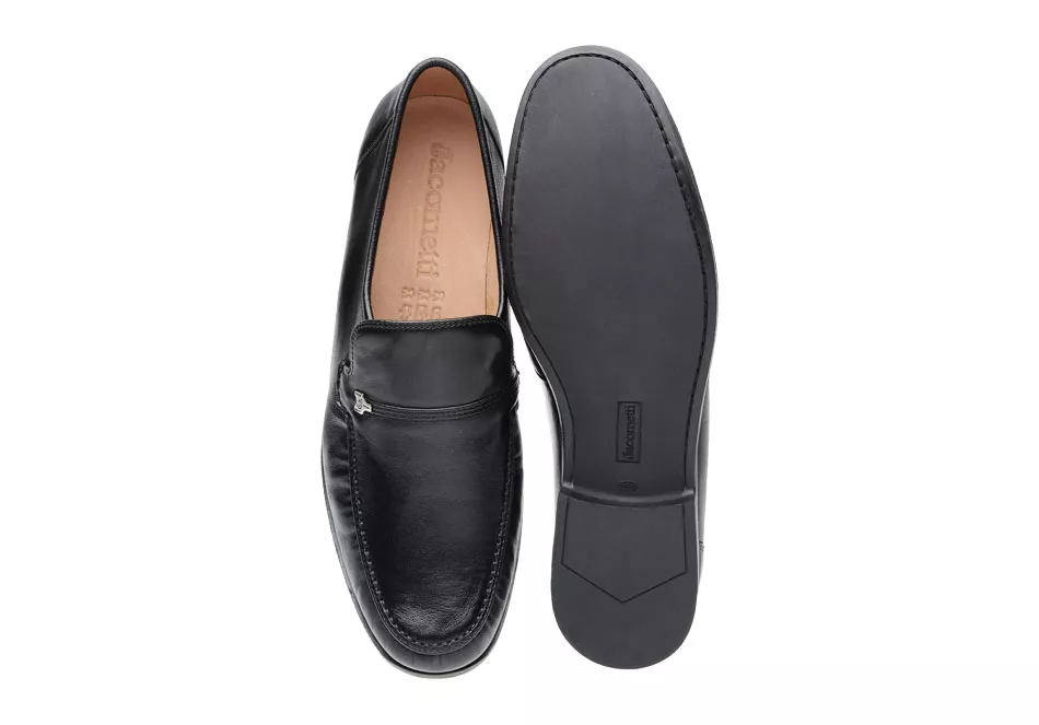 Clássico Mocassim Preto 001b Solado De Borracha