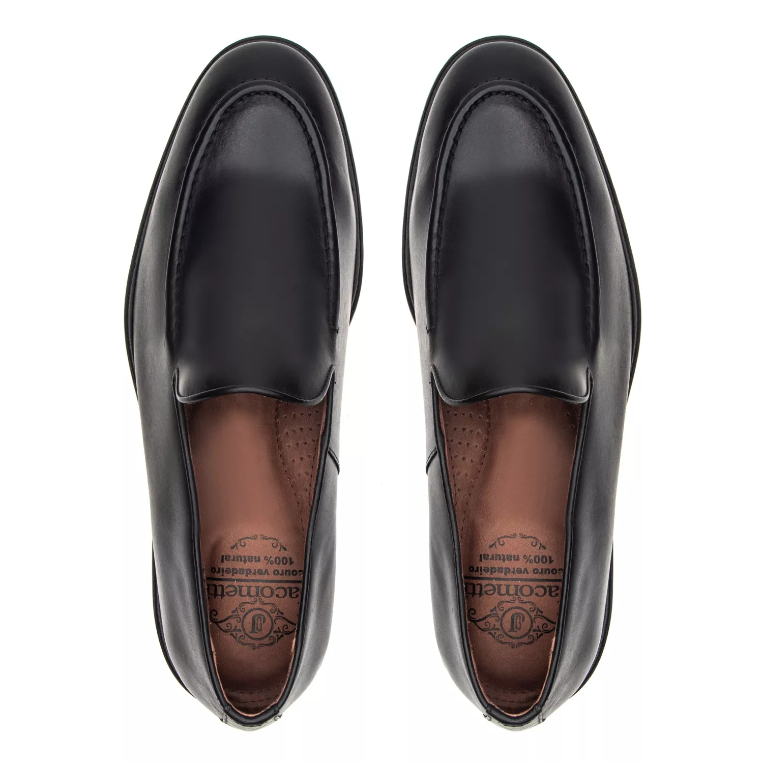 Mocassim Masculino Livorno Preto Solado de Couro