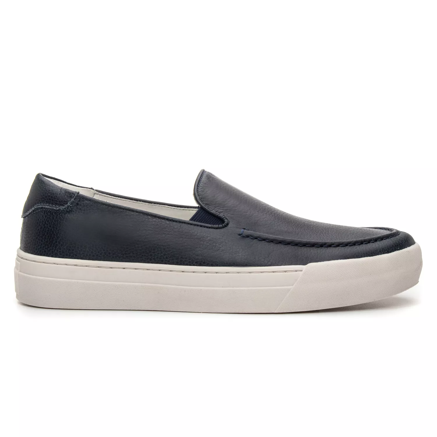 Sapatênis Masculino Slip-on de Couro Azul Marinho