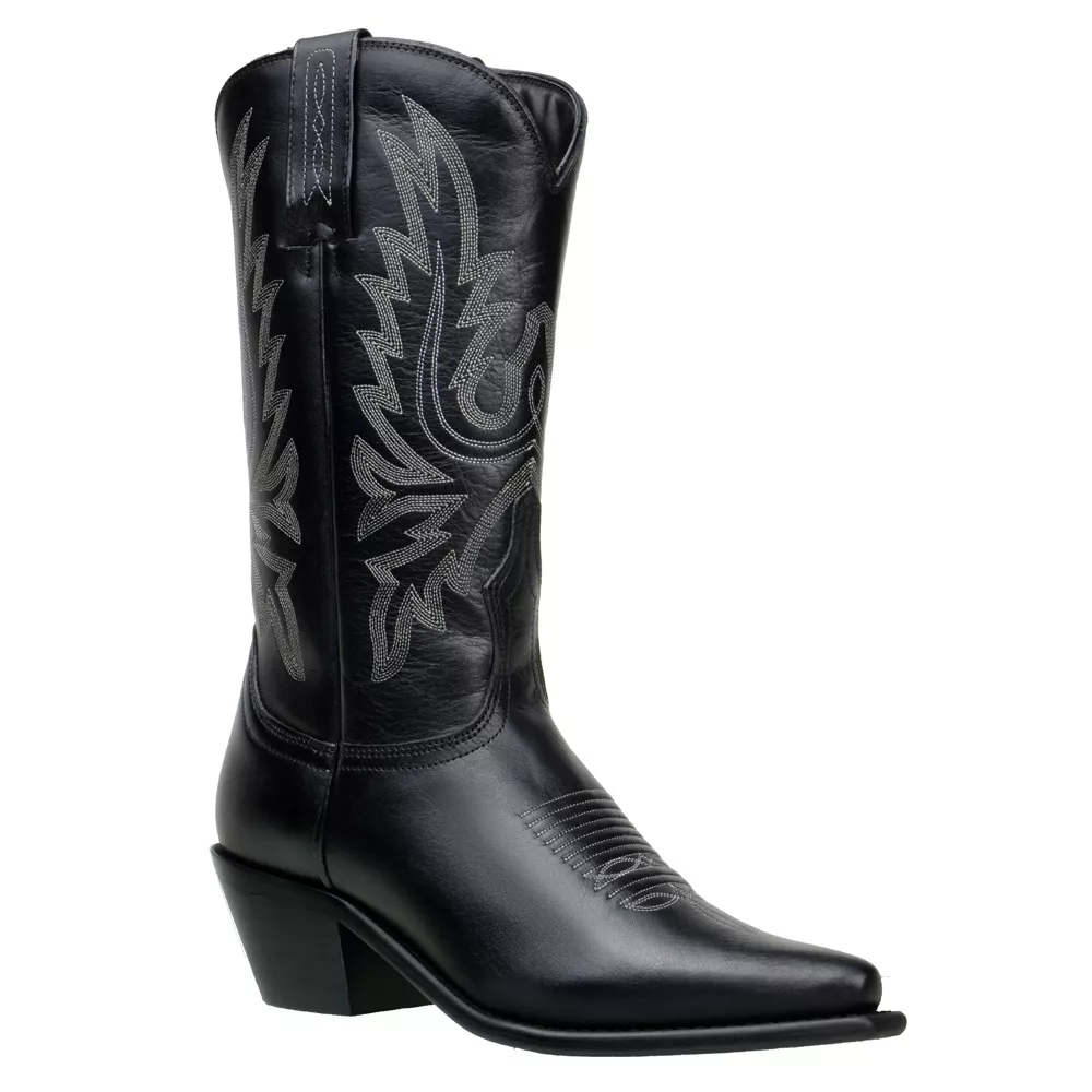 Bota Texana Country Feminina Bico Fino Couro Fóssil Preto | JM Country