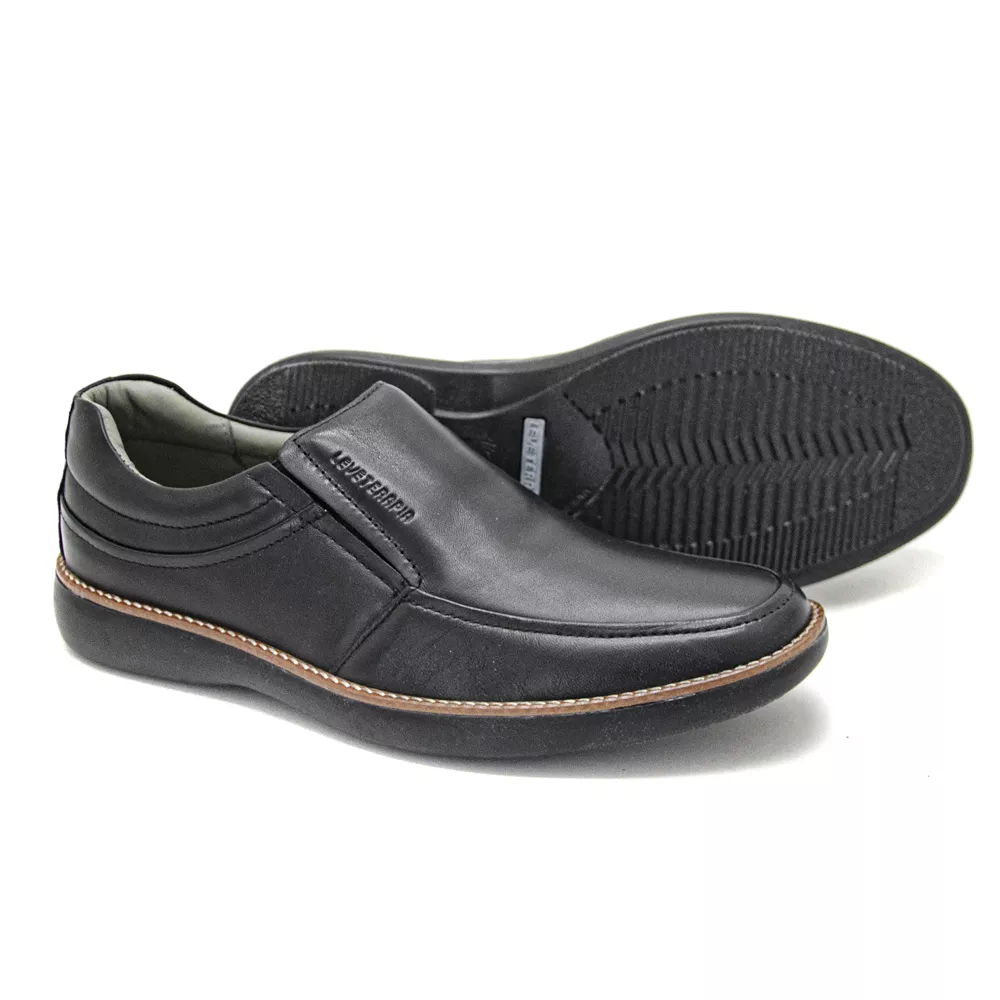Sapato Casual Couro Carneiro Preto Leveterapia 47506 | Levecomfort Calçados