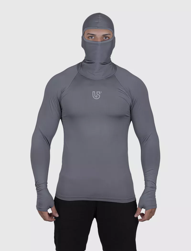 Camiseta Cinza USUP Ninja Manga Longa Microdry UV50+ Com Abertura