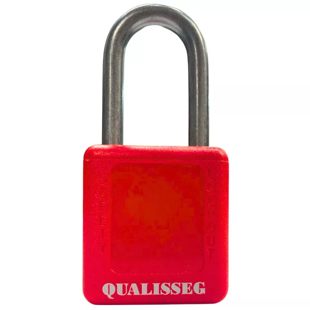Cadeado com Haste Metal Vermelho 38mm 1CH Q66332VM Qualisseg | Mabore