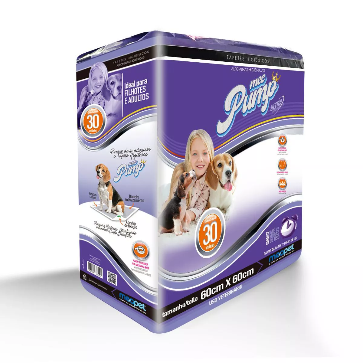 MecPump Tapete Higienico P/ Cães E Gatos 60x60 Cm Com 30 Un | MecPet