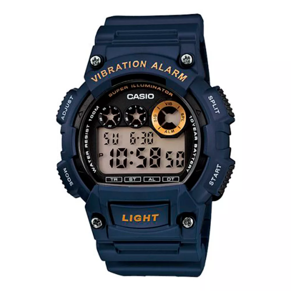 Relógio Casio Vibration Alarm Borracha Azul W-735H-2AVDF