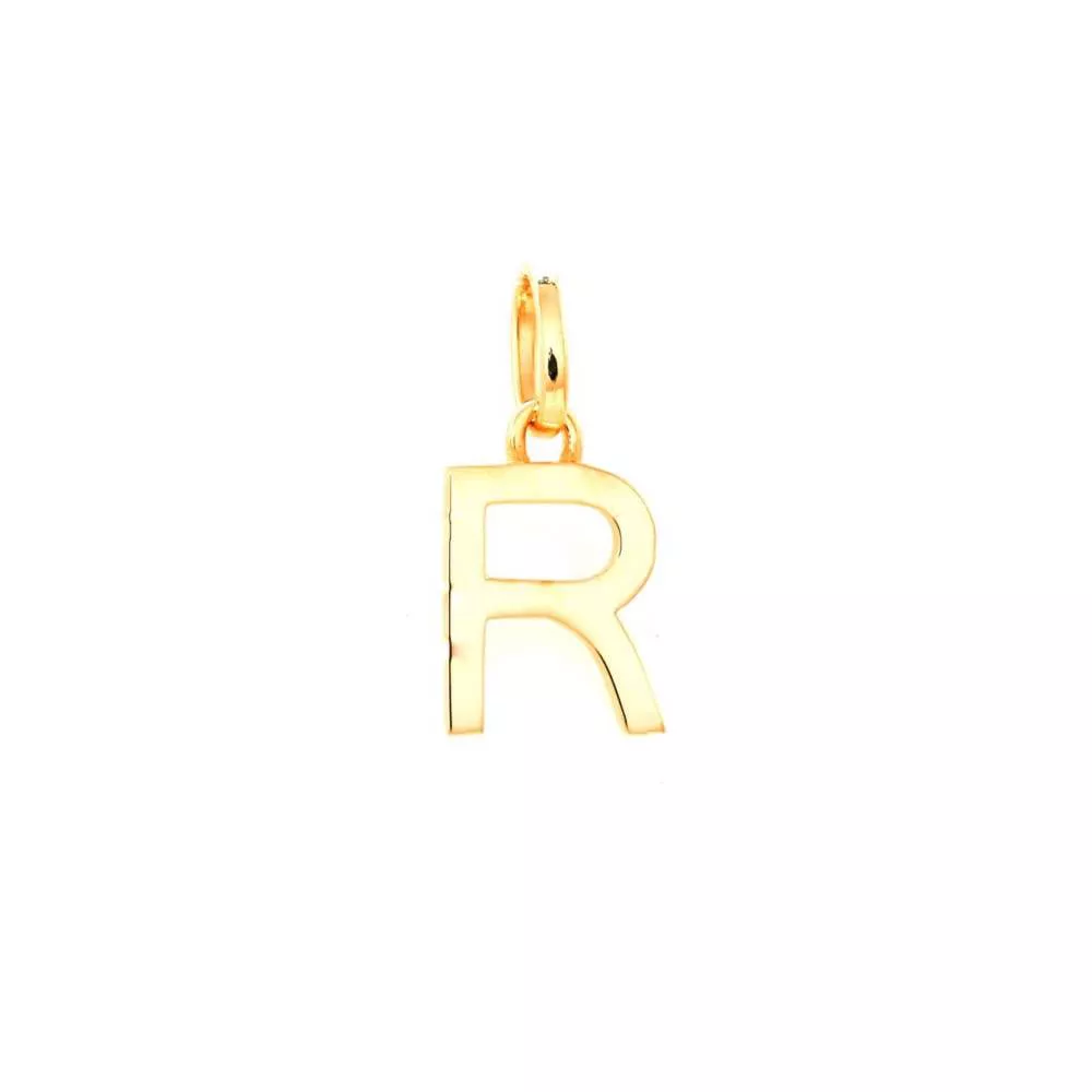 Pingente de Letra R Pequeno em Ouro 18K