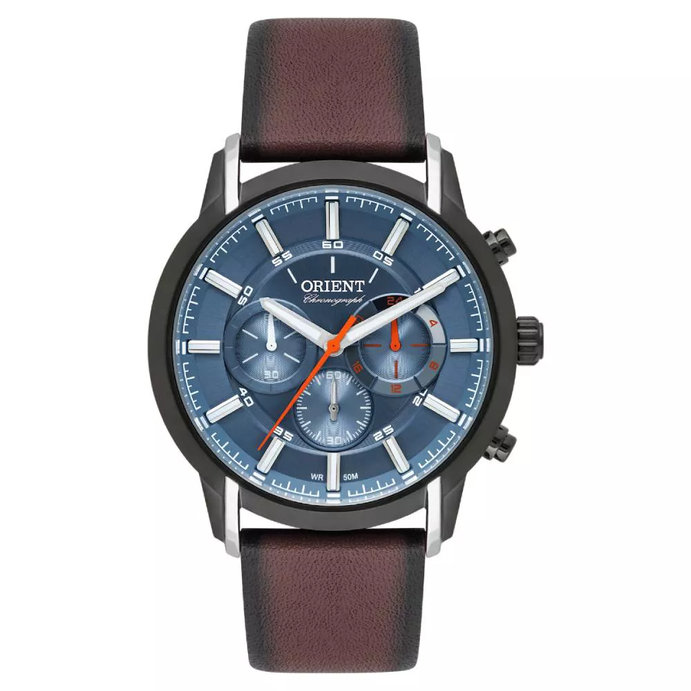 Relógio Orient Masculino Cronógrafo Sport Pulseira de Couro MTSCC048