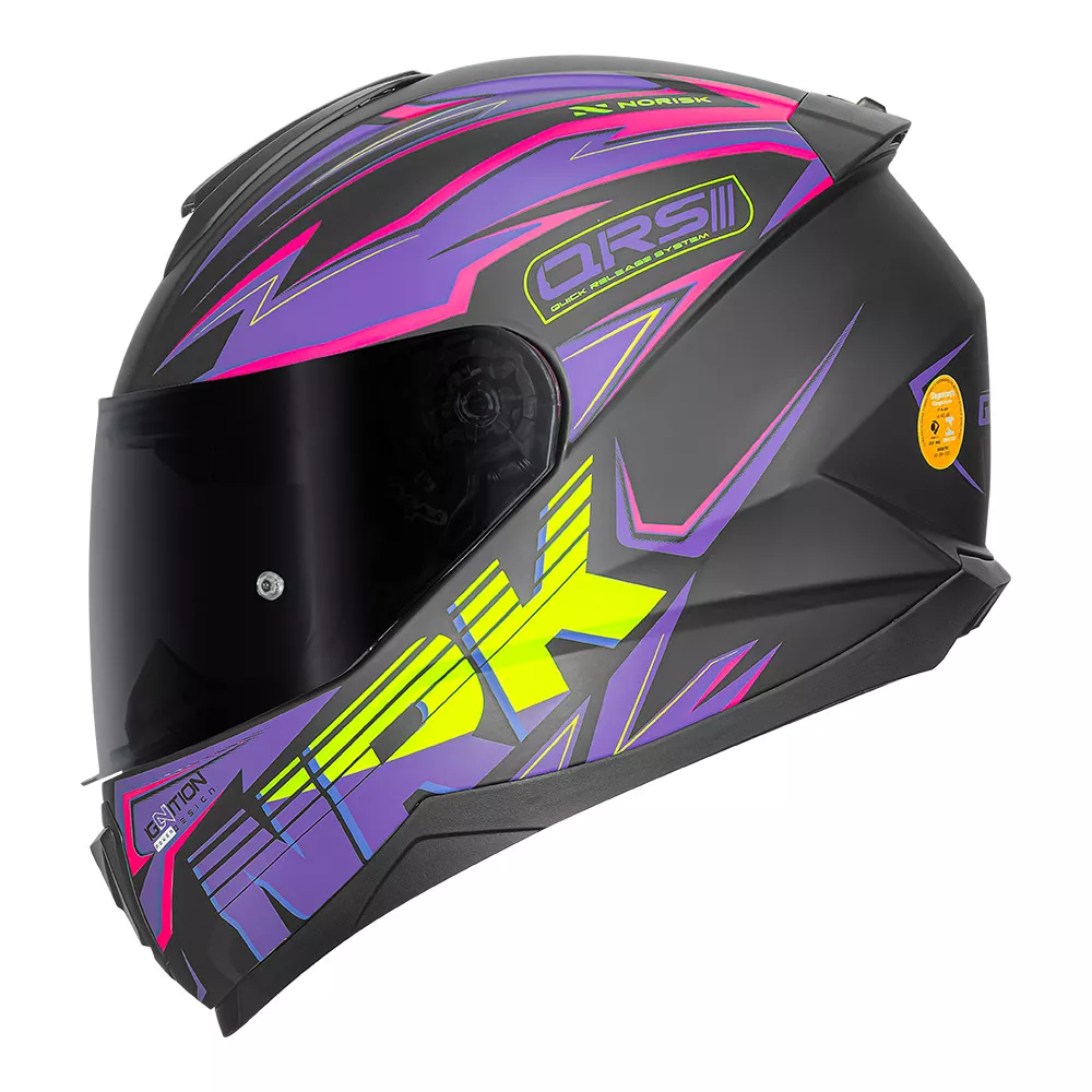 Capacete Norisk FF802 Razor Ghost - Preto Fosco/Roxo Moto One