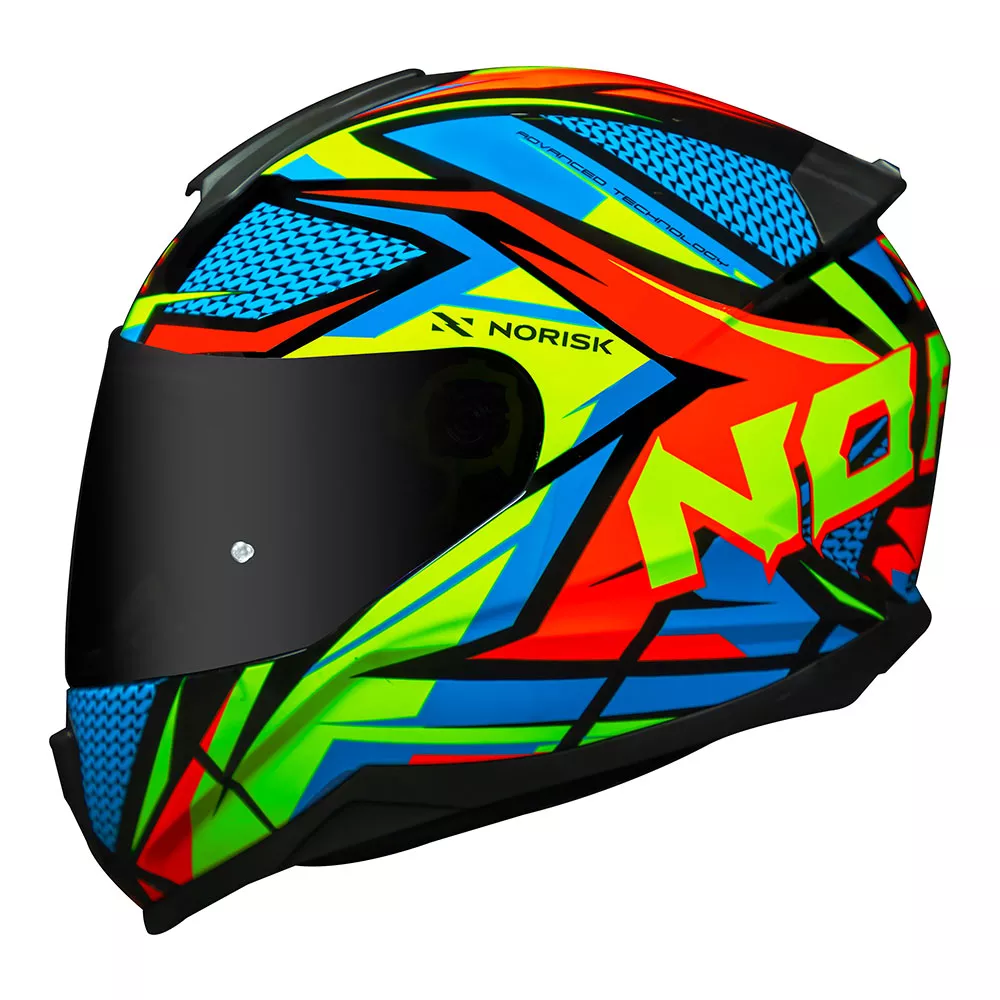 Capacete Norisk FF802 Razor Sharp - Preto/Amarelo/Laranja Moto One