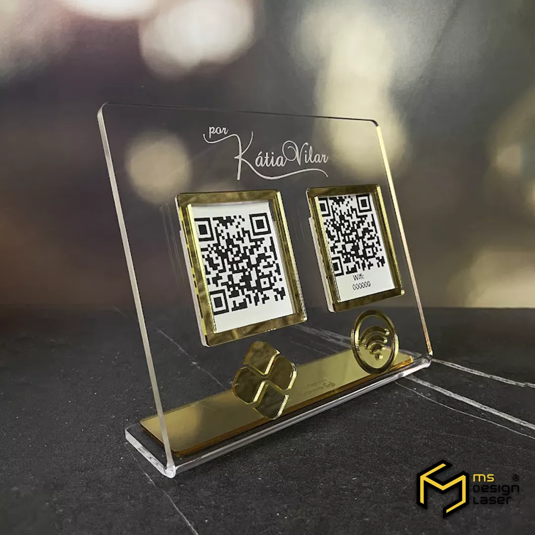 Placa QR Code Mod3 2 QRs - MS Design Laser