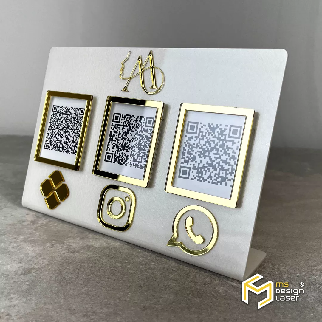 Placa QR Code Mod3 3QRs - MS Design Laser