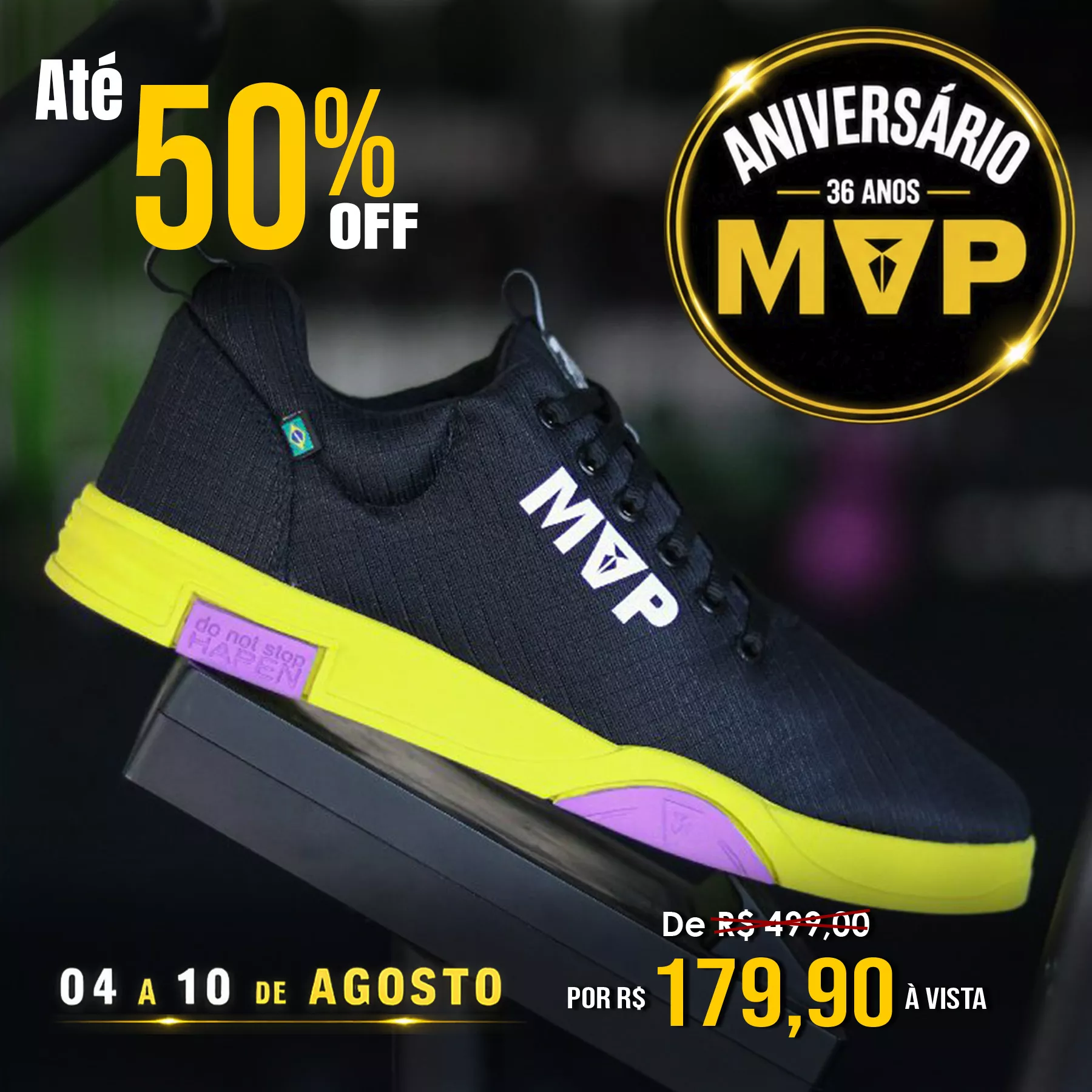 Tênis de treino Unissex Rhino Tech III - Black Yellow | MVP