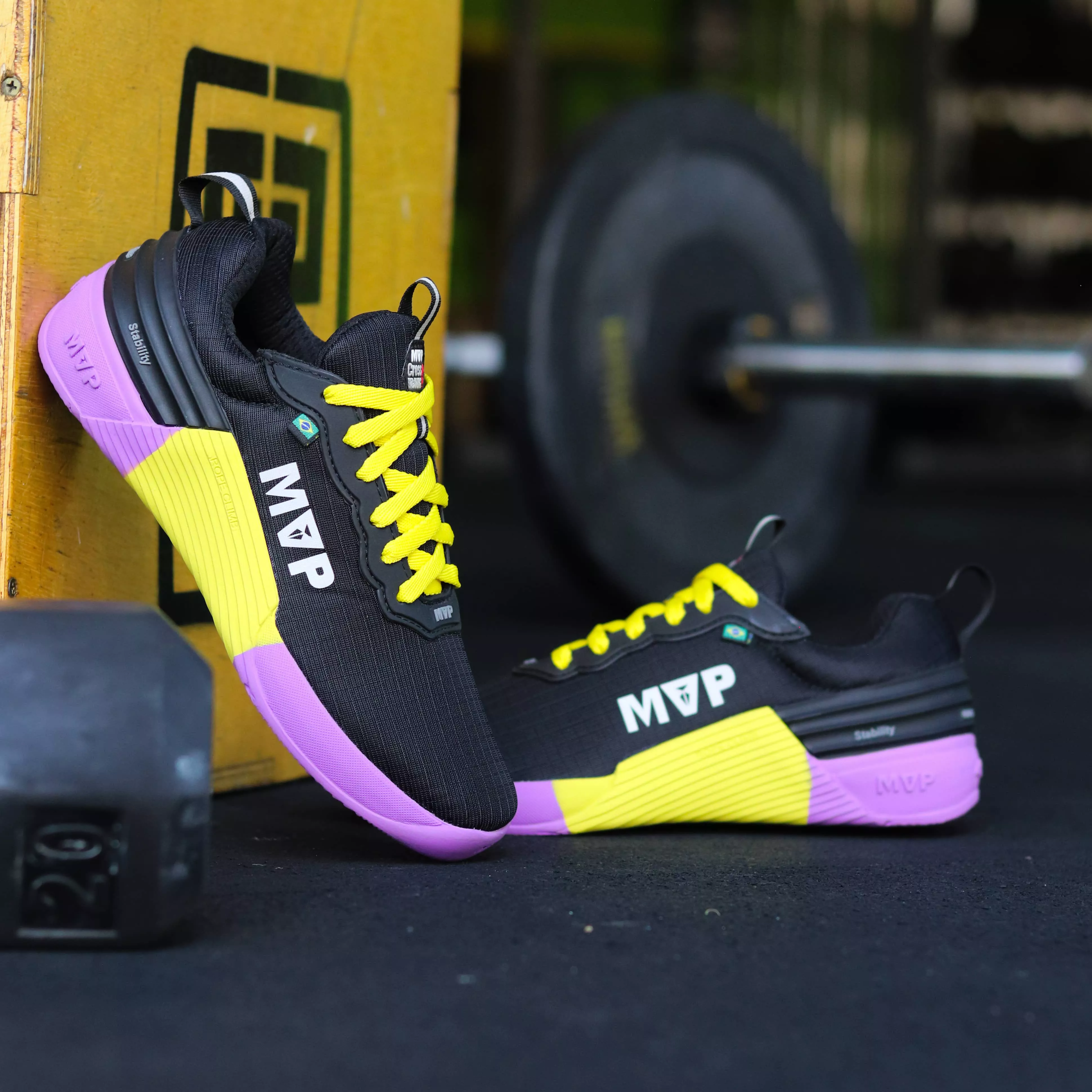 ぷりん☆彡.。 Tênis Para Cross MVP 4x4 - Black Yellow Purple | MVP Fitness